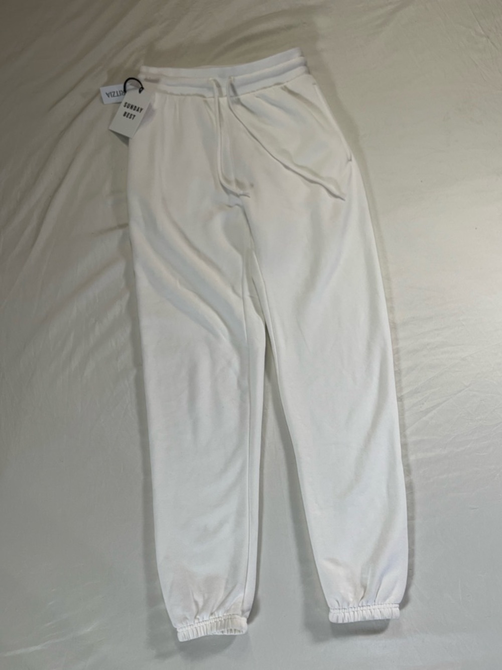 Sunday Best White Drawstring Joggers